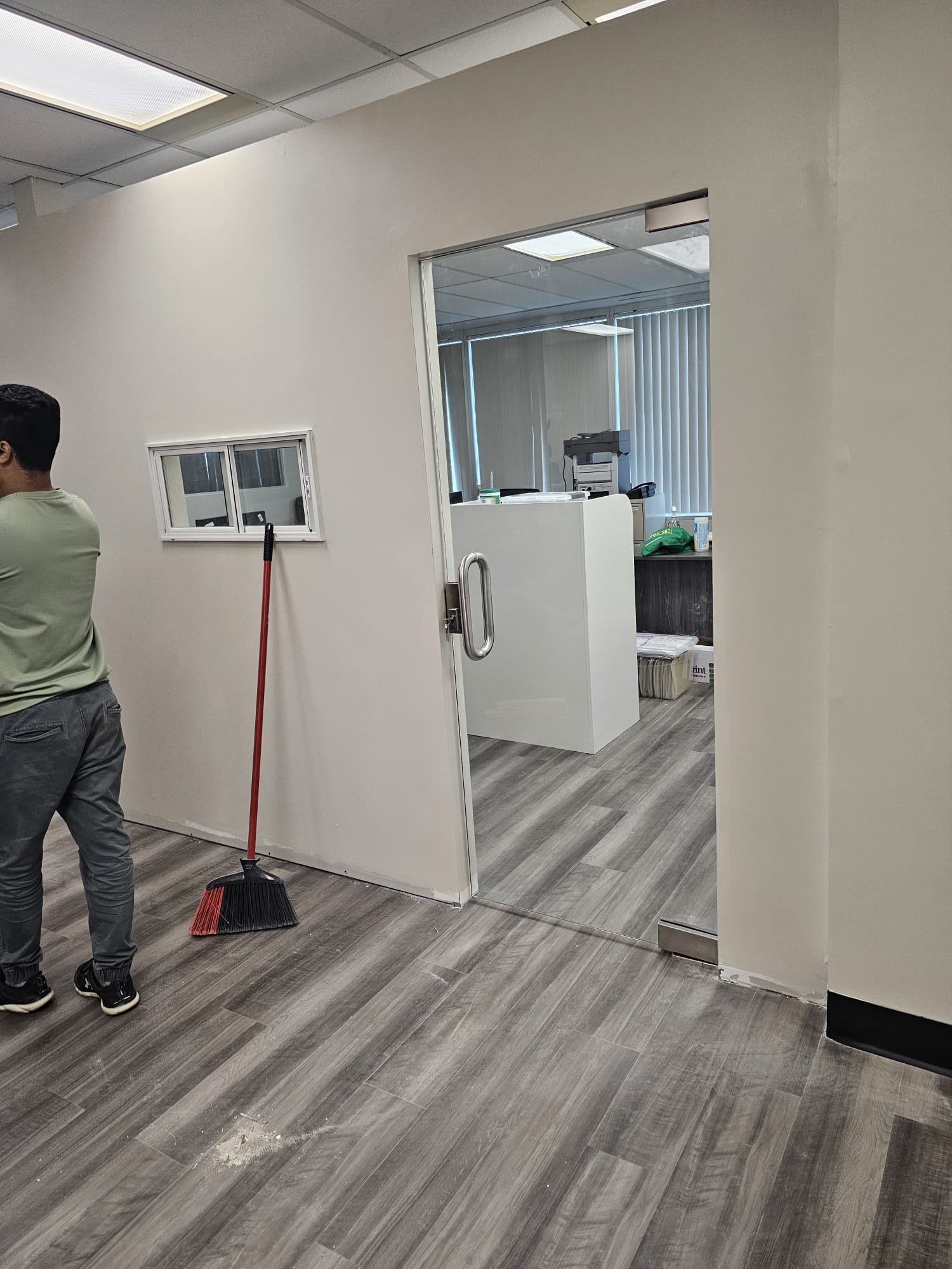 Commercial office renovation with luxury vinyl plank flooring