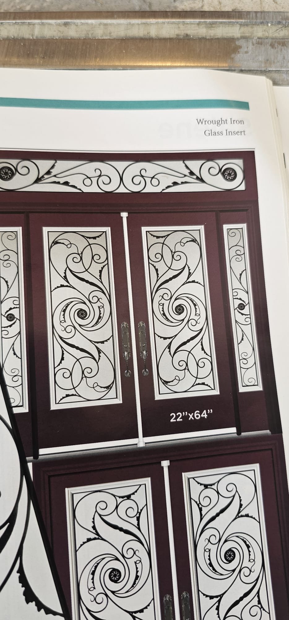 Custom decorative wrought iron and glass entry door design