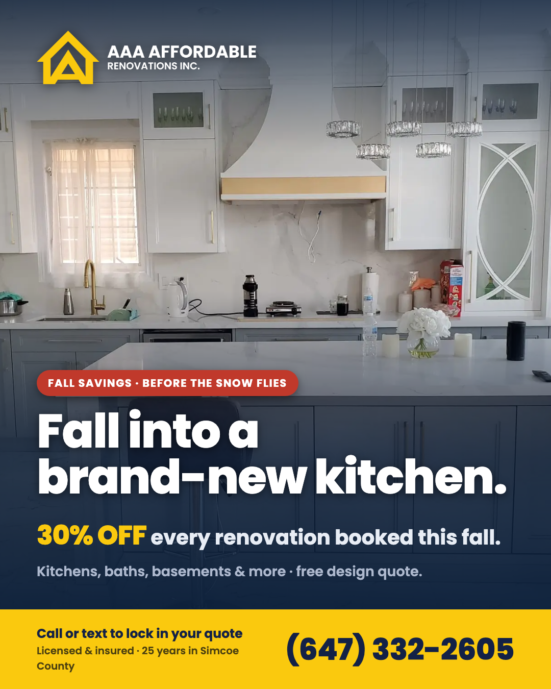 Fall kitchen renovation special \u2014 30% off \u2014 AAA Affordable Renovations